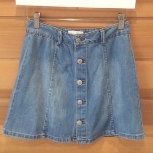 Celebrity Pink Button Front Denim Skirt